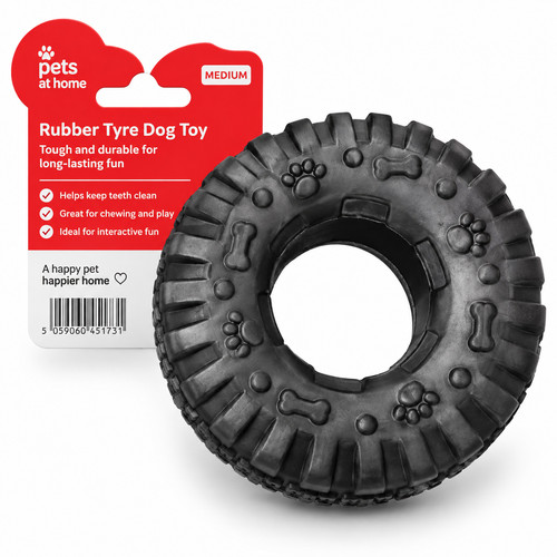 Black tyre dog toy - black,