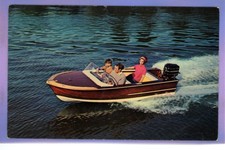 RARE 1950c SPEED BOAT ADVERTISEMENT BARHAM BRUNDALL NORWISH NORFOLK POSTCARD 
