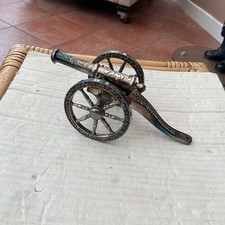 VINTAGE ENGLISH SILVER PLATED MADE IN ENGLAND ORNAMENTAL 6 Inch FIELD CANNON