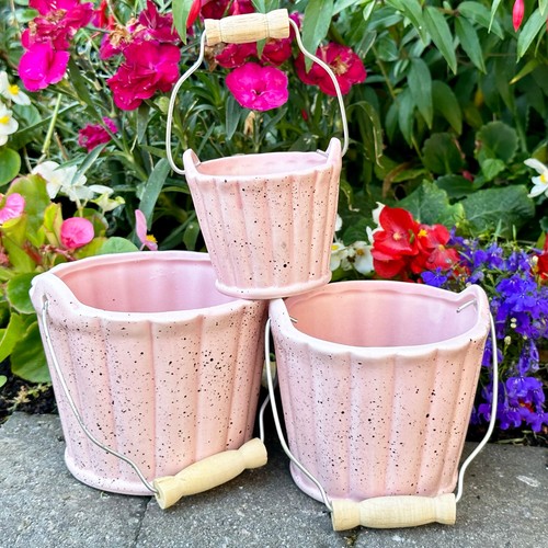 Pink speckled basket - basket, set