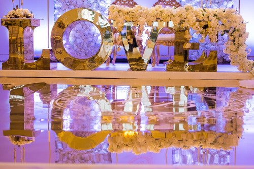 Gold love table hire - -,