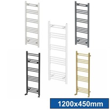 Bathroom Flat Heated Towel Rail Radiator Chrome Black Brass Anthracite White