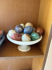 Stunning Bowl Contains Onyx and Marble Eggs Set of 3 Home Decor