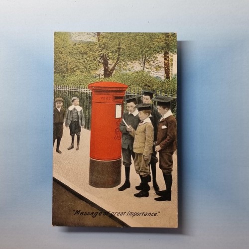 Red pillar post box - post, postcard