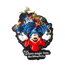 Walt Disney World Large 3D Fridge Magnet Where Magic Lives Simba Tinkerbell USED