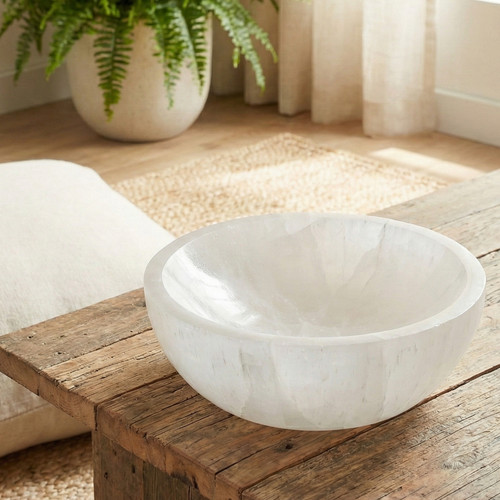 Selenite round bowl - bowl, crystal