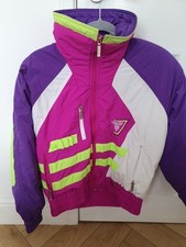 Tyrolia By Head Womens Petites Retro 90s Vibrant Neon Ski Jacket Size UK 8