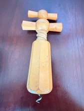 Vintage Wooden Corkscrew Original 1940s French Tire-Bouchon Wine Opener Barware