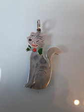 Beautiful, old Silver Pendant, Cat, 800 Silver, 5.3cm