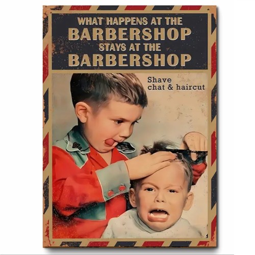 Funny barber shop sign retro - sign,