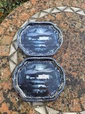 2 x Vintage Small Tin Tray