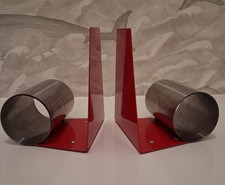 Pair 2 Vintage Red Metal Coil