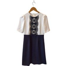 Hobbs White Navy Lace Panel