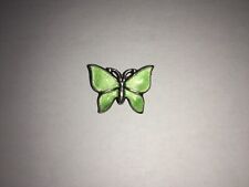C1930s-40s VINTAGE SILVER&LIME GREEN GUILLOCHE ENAMEL BUTTERFLY PIN BROOCH