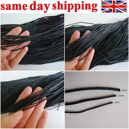 Waxed cotton cord black string - cord,