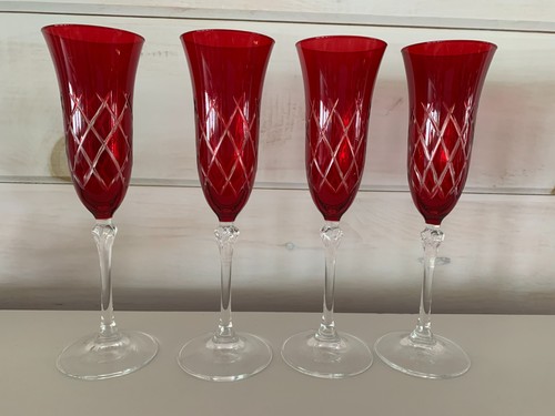 Italian red etched crystal - italian,
