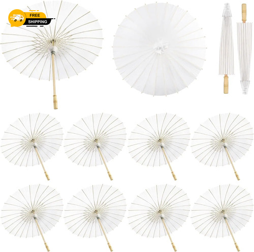 10pcs white paper umbrellas - paper,