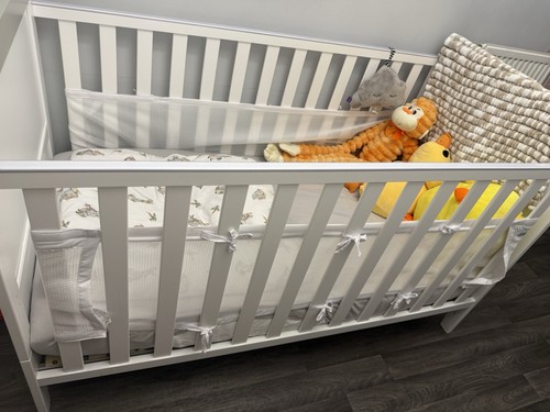 White grey cot toddler - &, bed