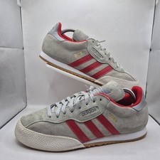 Adidas Samba Super Trainers Mens UK 9.5 Grey Red Suede Striped Originals AF4211