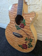 LUNA Guitars Flora Rose - Semi Acoustic Guitar with Hard Case