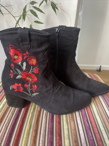 Ladies black faux suede ankle - ladies,