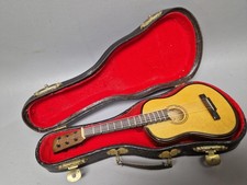 vtg mini handmade acoustic guitar in case 17cm decorative music instrument