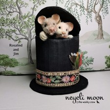 Needle felted mice TOP HAT