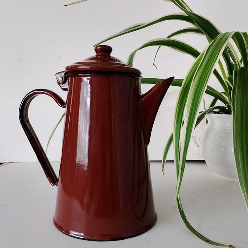 Vintage enamel coffee pot - enamel,