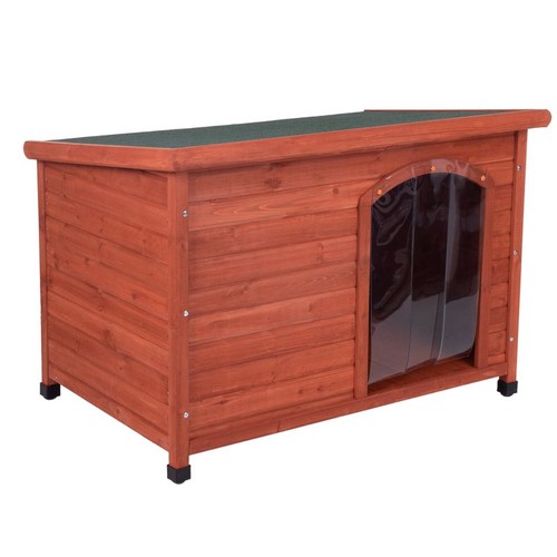 Wooden flat roof dog kennel - wooden,