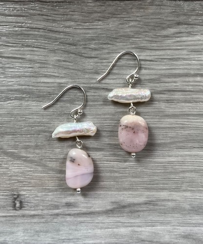 Australian pink opal - and, keshi