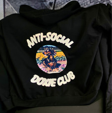 Anti-Social Doxie Club Customisable Hoodie | Black Zip-Up Dog Dachshund Hoodie
