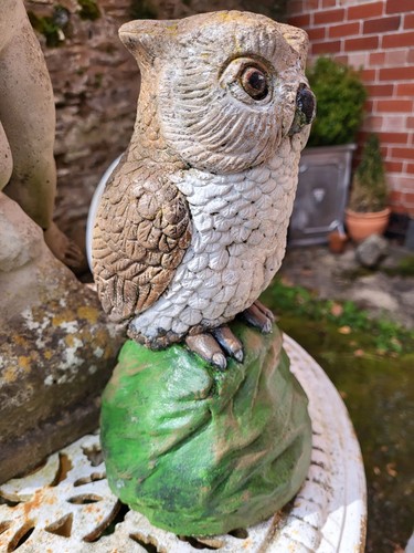 Aged garden baby owl - garden,