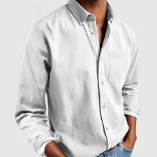 Mens New Casual Shirt Long Sleeve Collared Button Down Smart Top Slim Fit UK