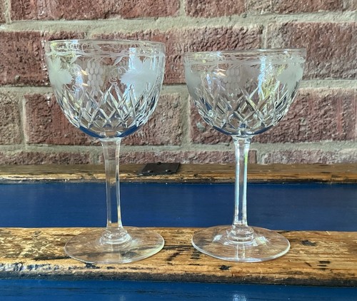 Antique etched crystal leaf - crystal,