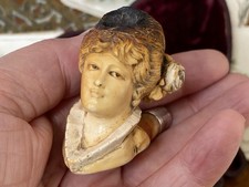 Beautiful antique Victorian/Edwardian  carved woman’s head meerschaum clay pipe
