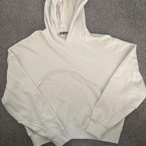 Cream cropped zara hoodie - cream,