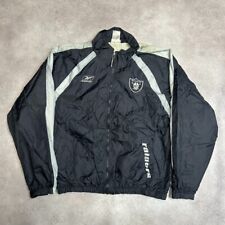 Reebok Oakland Raiders Track Jacket Mens Large Y2K Full-Zip Windbreaker Black