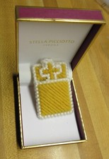 VTG Stella Picciotto CROSS IN MY POCKET pouch paperwork KNIT yarn yellow white
