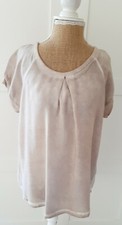 Linea Tesini Ladies Beige Vintage Dyed Short Sleeve Blouse Top Size 8 NEW