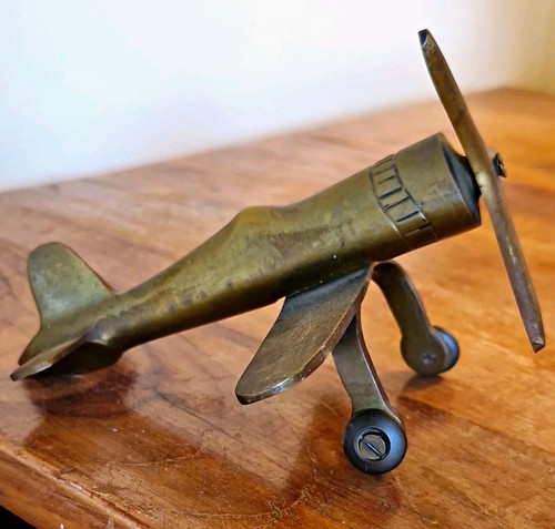 Vintage brass aeroplane - vintage,