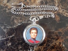 STAR TREK CAPTAIN JANEWAY CHROME POCKET WATCH WITH CHAIN