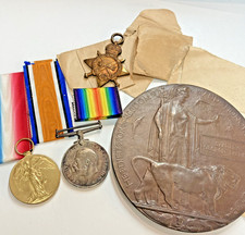 WW1 STANLEY GEORGE FRENCH PTE 14679 ROYAL FUSILIERS MEDAL DEATH PENNY PLAQUE