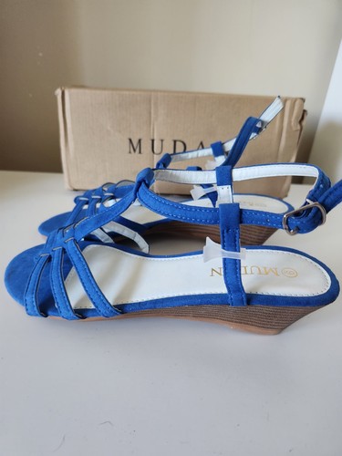 Mudan royal blue - suede, strappy