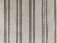 Denby Ticking Herringbone Stripe Grey Ivory Cotton Curtain Fabric