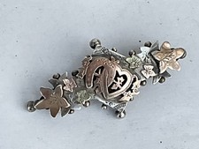 Good Victorian Solid Silver Heart & Horseshoe Sweetheart Brooch, Birmingham 1899