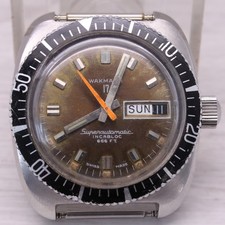 Vintage Wakmann Mens 36mm Superautomatic Divers Watch Incabloc 666 ft Steel