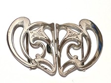 ANTIQUE VINTAGE ART NOUVEAU STERLING SILVER 1908 BHAM NURSES BELT BUCKLE 2 PIECE