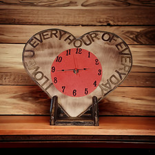 wooden heart shape clock