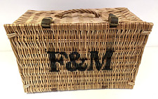 BIG FORTNUM & MASON STORAGE WICKER BASKET F&M HAMPER CASE 50X33X22cm BE15