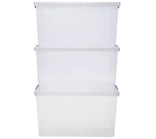 Really Useful 3 x 83L Nesting Lidded Storage Box Clear